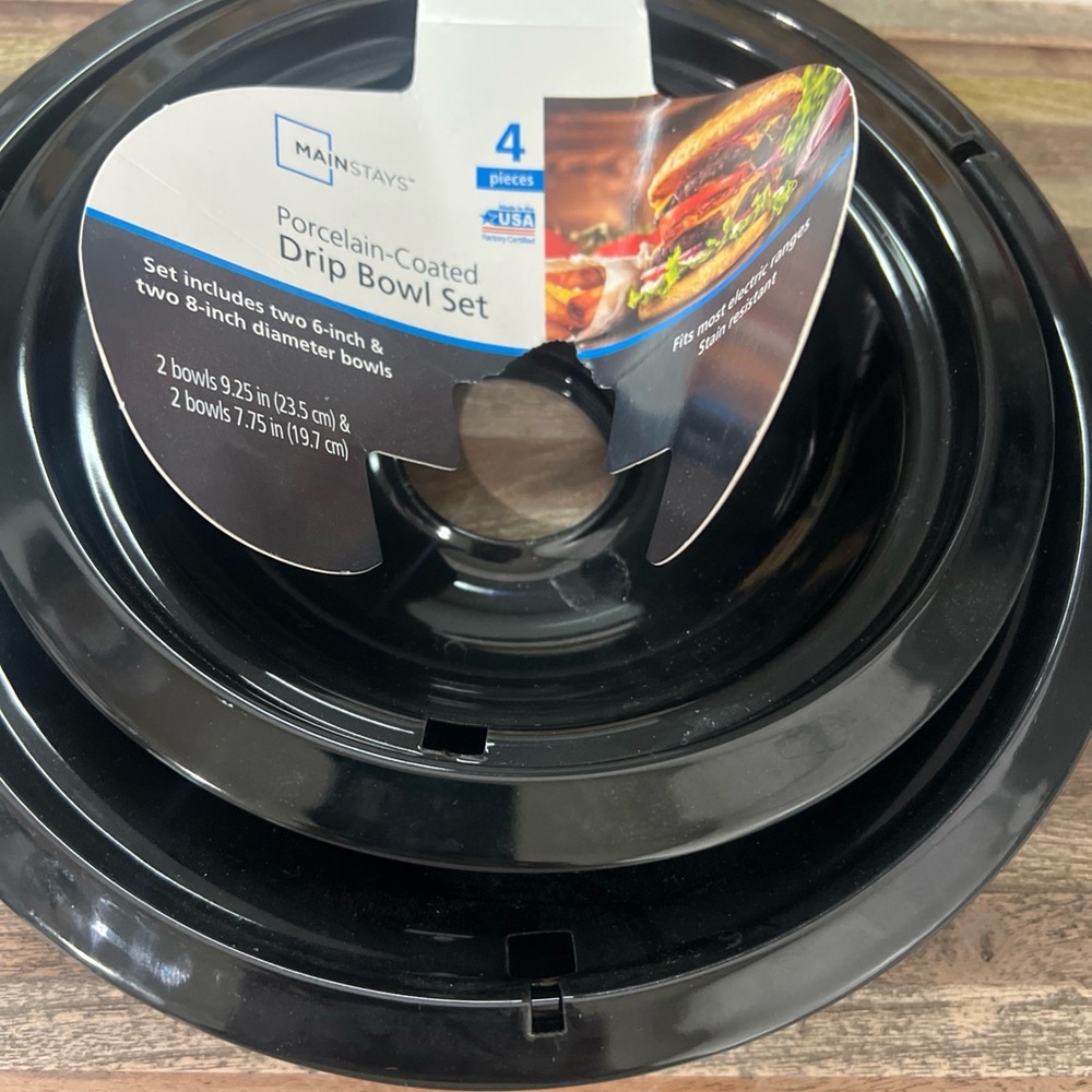 Mainstays Black Porcelain-Coated Drip Bowl Set
